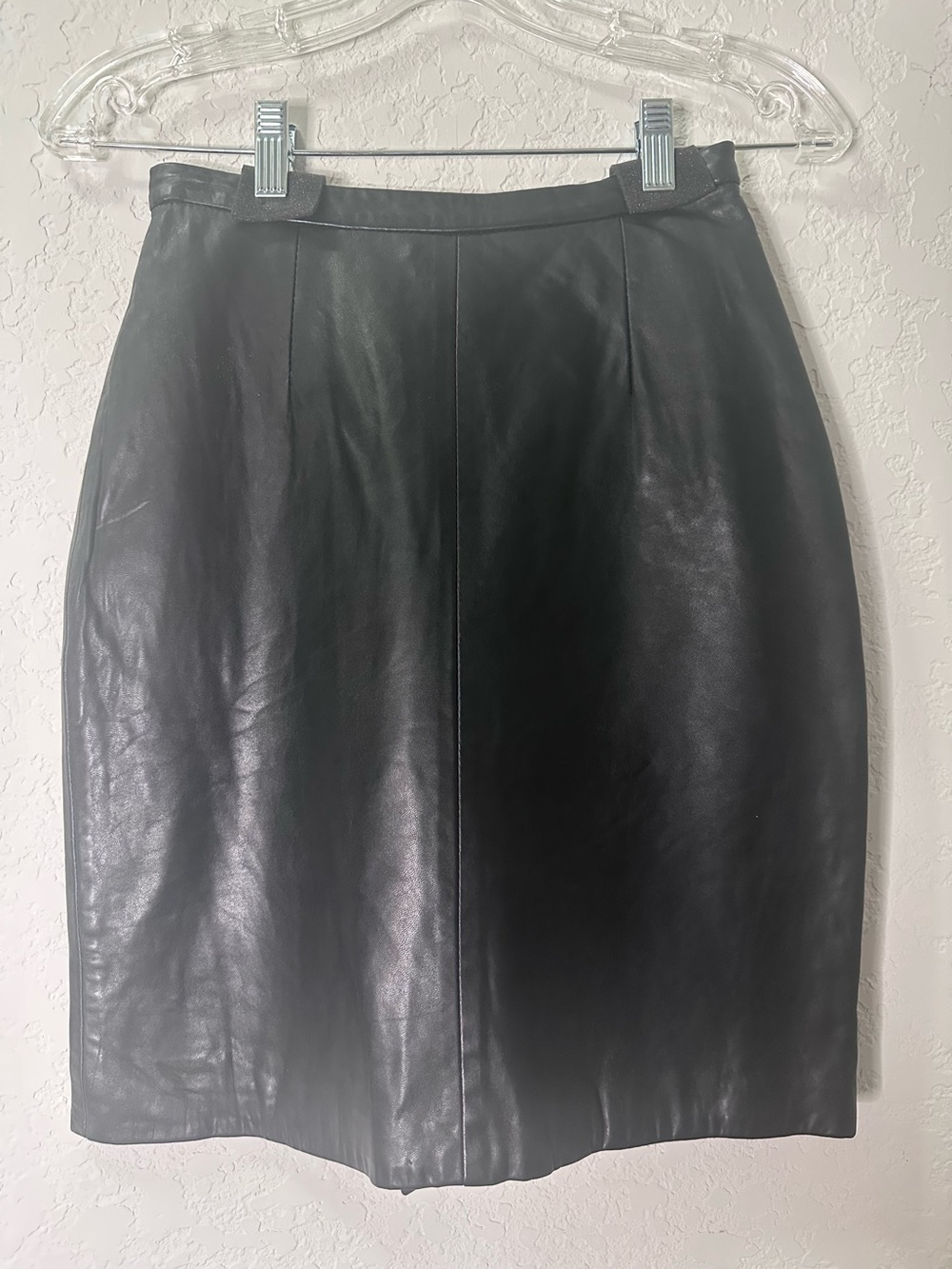 Vintage Michael Hoban Black Leather Pencil Skirt - Sleek Center Seam